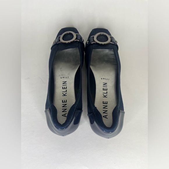 anne klein shoes Slip Ons Wedge Women Size 8.5M Blue Textile Comfort Logo - Picture 11 of 15